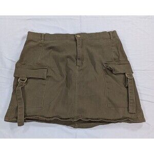 Juniors Olive Green Mini Skirt XL Buckle Pockets
